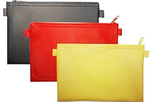 ‎SCHOOL-MAXX 3 Banktaschen aus Kunstleder (je 1 x rot, 1 x gelb, 1 x schwarz) Dokumententasche Etui