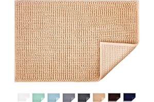 JARITTO Tapis de Bain Antidérapant Absorbant Tapis de Salle de Bain pour Sortie de Douche Baignoire Toilette Cuisine en Microfibre Chenille Lavable en Machine 40 x 60 cm (Marron Clair)