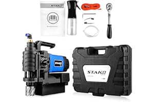 STAKO Magnetbohrmaschine mit Niedrigem Profil 1650 W mit Koffer KCY-38DM – tragbare Kernbohrmaschine für Metallbearbeitung – mit Weldon 19 mm – Leicht 8 kg – Magnetkraft 14500 N – Kernbohrgerät