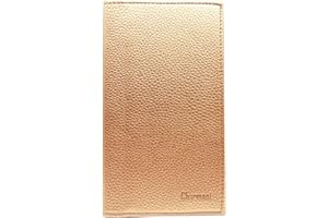 Charmoni - Etui Porte chéquier Talon en Haut - 2 emplacements Porte Carte crédit - pièce d'identité - Cuir Vachette - 11 cm X 19 cm (Rose Gold)
