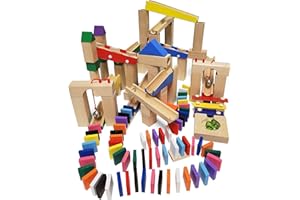 Calmado - Piste à Billes/Jeu de Billes 200 pièces pour Filles/garçons en Bois de hêtre + Sac + Instructions