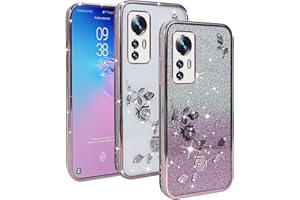 XINYEXIN Funda Glitter para Xiaomi 12 / Xiaomi 12s / Xiaomi 12x, Carcasa Teléfono Antigolpes Transparente Bling Sparkle, Ultra Delgado Cute Brillante para Niñas y Mujeres - Oro Rosa