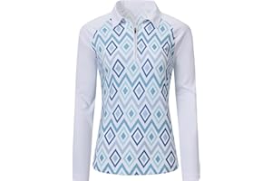 MoFiz Polo Donna Manica Lunga con Cerniera 1/4 Golf Tennis Poloshirt Traspirante All'aperto Sport Top