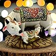 Saudeep India Good Luck Gift Items Art Handicraftgiftgallery Decorative Marble dust/Polyresin Cow and Calf Showpiece Idols and Figurines(White)