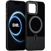 Ehr. iPhone 15 ile Uyumlu Magsafe Wireless Şarj &Ouml;zellikli Mat S&uuml;et Deri Nakışlı İ&ccedil;i Kadife Silikon Arka Kapak (Siyah, iPhone 