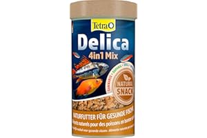 Tetra Delica Mix Naturfutter - Mischung mit 4 verschiedenen Futtertieren (Wasserflöhe, Artemia, Krill, Gammarus), natürliche Snacks für Zierfische, 250 ml Dose