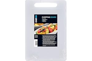 Chef Aid Planche à découper blanche en poly, surface antidérapante multifonction, nettoyage facile et compatible lavevaisselle, avec poignée, 35 x 24 cm, autres couleurs disponibles