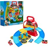 Disney Junior Mickey Mouse Stow ’n Go Garage | Figure and Vehicle Playset, 12-pieces. Kids Toy for Ages 3 and Up