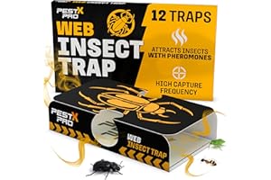 PEST-X PRO Pest X Pro 12 Pack Sticky Insect Traps Indoor – Insect Catcher Glue Boards, Bug Trap, Silverfish Catcher, Cockroach Trap, Sticky Traps for Indoor Home Use with Pheromone Attractant