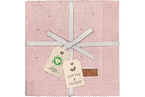 ‎DIKOS DIKOS® Ajour Baby Blanket Knitted Pink – Airy, Light Newborn Blanket Made of Soft Organic Cotton (GOTS/Oeko-Tex 100) – Perfect as a Cuddly Blanket & Baby Girl First Equipment – Gift for Birth