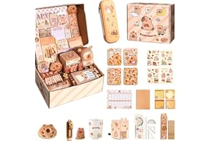 CharmBurst Capybara-Stationery-Set, Gran Estuche de lápices con lápices y Pegatinas, Caja de Regalo Encantadora para niños, Adecuada para Inicio Escolar y Regalos