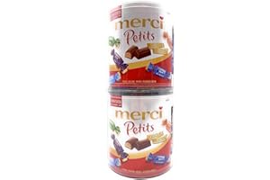 Storck Merci Petits Chocolate Collection I 2 latas redondas de 1000 g I Mix de especialidades de chocolate envueltas individualmente, bombones finos, 2 kg
