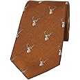 Soprano Stags Heads On Brown Rust Ground Country Silk Tie