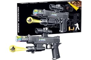 TACTIPRO Toy Gun for kids great for Police Costume accessories, Army Soldier Military fancy dress. Durable plastic toy Pistol emits combat sounds, projects image on walls, lights & vibration for hours of fun