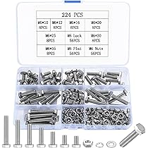 Nasxkji M6 Schroeven, moeren, set van 8 stuks, machineschroeven