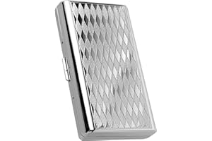 ‎GOSHENTECH Goshentech Retro-Metalletui mit Rautenmuster, 14 Kapazität, versilbert, doppelseitig, Bankkartenetui, Geldkassette (100 mm King-Size) (Silber)