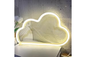 Weeddy Néon LED Nuage, Lampe Neon Signe Décoration Murale Alimenté par USB ou Pile, Enseigne Lumineuse Neon Deco pour Chambre à Coucher, Salon, Gaming, Bar, Noël, Fêtes (Blanc Chaud)