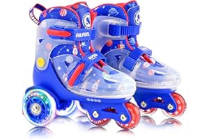 SULIFEEL Patins à roulettes Ajustables pour Filles garçons Enfants,Roues Lumineuses à Flash Amusantes Type d'équilibre à Trois Points Convient pour Les débutants Patinage à roulettes d'intérieur