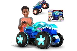 Hot Wheels Monster Trucks Macchina Telecomandata - Mega-Wrex oversize R/C, truck radiocomandato in scala 1:15 con 3 modalità di gioco, luci e suoni interattivi, giocattolo per bambini, 5+ anni, JBD90