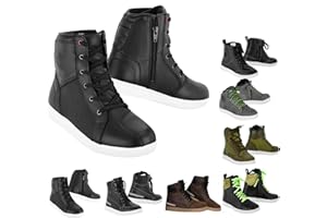 SUPER BIKERS Mens Motorcycle Rider Shoes Non-Slip Motorbike Armoured Boots Ankle Protection Water-resistant Leather Boots Black Color