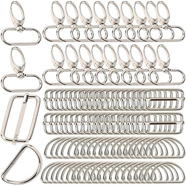 Lot 60 Pièces Boucles Métal Tri-Glide + Anneaux D + Crochets Pivotants 3,2 Cm – Bronze/Argent – Bricolage Sacs & Ceintures