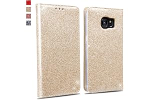 OKZone Cover Galaxy S7, Custodia Lucciante con Brillantini Glitters Ultra Sottile Design Flip Caso Custodia in Pelle PU Portafoglio con Interno TPU Protettiva Cover per Samsung Galaxy S7 (Oro)