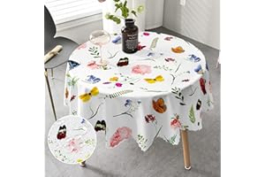 iEvery Tischdecke Frühling Rund 150 Abwaschbar, Tischdecke Floral Gartentisch Gartentischdecke für Draußen Polyester Outdoor Table Cloth Waterproof für Küche Esstisch Garten Party