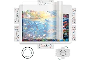 TRUWHEELZ Leichtes 1500-Teile Drehbares Puzzlebrett mit 6 Schubladen & Schutzabdeckung, 360° Lazy-Susan-Design, 87x67 cm Tragbarer Puzzletisch für Erwachsene, Geschenk für Mama
