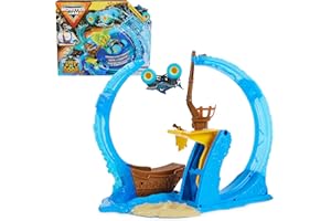 Monster Jam, Megalodon Loop of Doom Stunt Playset with Exclusive 1:64 Scale Die-Cast Monster Truck, Kids’ Toys for Boys Aged 3 and up, Blue