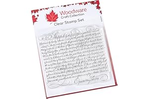 Woodware Clear Acrylic Stamp Vintage Script Background Shipped Oporto,Transparent,3.5 x 5.5 inches