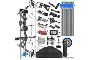 SURWOLF Kit Arc à poulies,Chasse et ciblage,Branche fabriquée aux États-Unis,Poids de Traction réglable de 0 à 40 LB,jusqu'à IBO 325FPS,Ensemble d'accessoires de Chasse à l'arc(Noir)