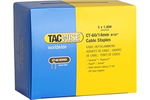 Tacwise 0356 Grapas para Cable de Acero Galvanizado Tipo CT-60 de 10 mm, Puntas Divergentes, Paquete de 5000
