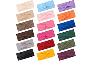 FEQO 18 Pezzi Fasce per Capelli Elastica Fasce Capelli Donna Turbante Fascia Sport Elastiche Fasce Nodo Croce Fascia Capelli Larga per Ragazze Donne Yoga Sport, 18 Colori