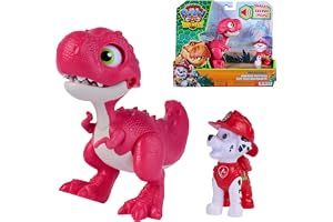 Paw Patrol: Dino Movie Roaring Pup Pals Marshall innehåller en 10 cm Rhubarb dinosaurieleksak med aktiva ljud och Marshall-karaktär, förskoleleksaker från 3 år