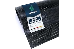 ‎DICONFA diconfa Noppenmatte Gummimatte 3mm WÄHLEN - BREITE 0,1m bis 2m - LÄNGE 0,05m bis 10m - Auswahl 1,7m x 4m (1700mm x 4000mm) - Meterware Gummimatten Antirutschmatte Werkstatt Garage Industrie