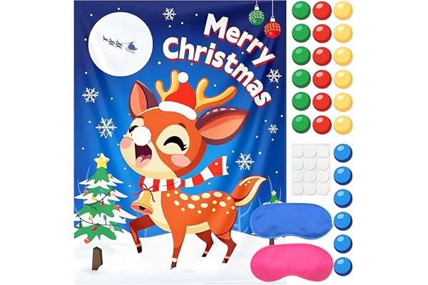 BACH AND BOUJEE jeux pour fêtes de noël fournitures pin the nose on the snowman jeux de noël pour enfants pour fêtes activités pour les familles cadeaux