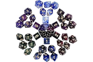 Maxentico Dnd - Set di 6 dadi da 7 (42 pezzi) Dnd Dice, Dungeons and Dragons Dadi Poliedrici Colorati, per Giochi di Ruolo, Pathfinder, Giochi da Tavolo