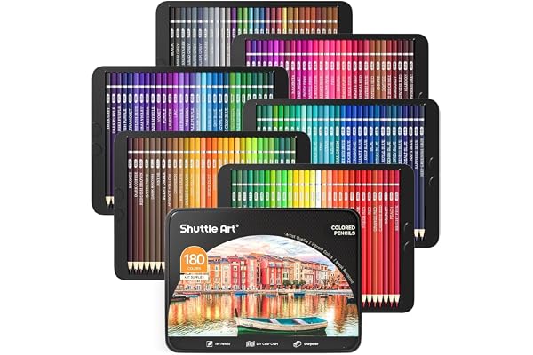 Shuttle Art 180 Crayon de Couleurs Professionnels, 180 Couleurs Numérotées pour Livre de Coloriage pour Adultes Enfants Professionnels, Fournitures d'Art Scolaires Dessin Coloriage