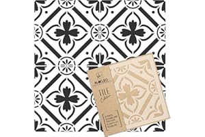 ‎NAKLEO NAKLEO Tile Stencil for Painting, 10 x 10 cm, Romeira Spanish Moorish Flower, Moroccan, Plastic Reusable Floor Stencil, DIY, Wooden Furniture Wall Decoration, Terracotta