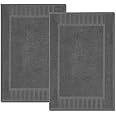 White Classic Luxury Bath Mat Floor Towel Set - 100% Cotton 22"x34", 2 Pack, Grey