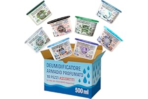 TECH IT EVOLUTION Deumidificatore Armadio Profumato Antimuffa e Assorbi Umidità 10x500ml, Ideale per Bagno, Casa e Ambienti con Muffa Stop (Assortiti)