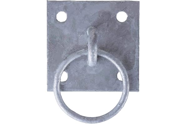 2x Anneau d’ancrage Ø 68 mm avec plaque carrée 100 x 100 mm acier galvanisé à chaud – Anneau de fixation robuste pour jardin, écurie et atelier