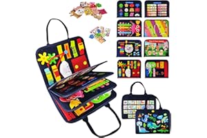 TenFans Busy Board - Montessori Toys para 1, 2 y 3 años, Juguetes sensoriales, Regalos para niños para Aprender motrices Finas, Actividades educativas, Juguetes de Viaje para Coche y avión
