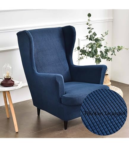 Highdi vleugelstoel hoezen 2-delige stretch vleugelstoel hoes, modieuze effen kleur. Fluwelen Strandmon bankhoes. Meubelbeschermer voor fauteuil stoelen voor woonkamer, slaapkamer of hotel, geel (Turmeric