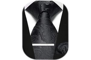 Enlision Corbata de Cuadros Paisley con Pañuelo y Clip de corbata para Hombre Conjunto de Corbata y Pañuelo de bolsillo para Boda Formales Negocio Trabajo
