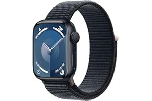 Apple Watch Series 9 GPS 41mm Smartwatch con cassa in alluminio color mezzanotte e Sport Loop mezzanotte. Fitness tracker, app Livelli O₂, display Retina always-on, resistente all’acqua