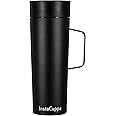 InstaCuppa Stainless Steel Vacuum Insulated Coffee, Tea Thermosteel Travel Mug with Handle (470 ml, Black)