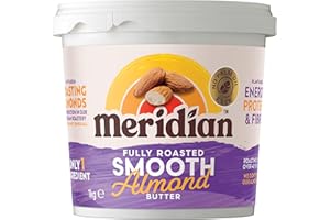 Meridian - Smooth Almond Butter 1kg | Natural Nut Butter, No Palm Oil, No Added Sugar, High in Monounsaturated Fats, Gluten Free, Vegan, Dairy Free, Source of Protein