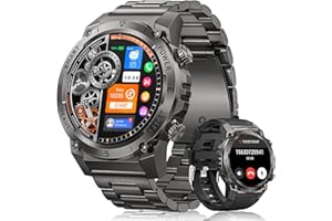 DEKELIFE Smartwatch Herren Militär mit Telefonfunktion, 1.46" Uhren Herren mit 500mAH, IP68 Wasserdicht, 120 Sportmodi, 24/7 Herzfrequenz, SpO2 und Schlafmonitor, Smartwatch für Android iOS, Schwarz