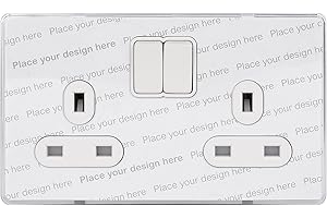 Schneider Electric Ultimate Screwless Flat Plate - Double Switched Power Socket, Single Pole, 13A, GGBGU3420CLRR, Transparent with White Insert